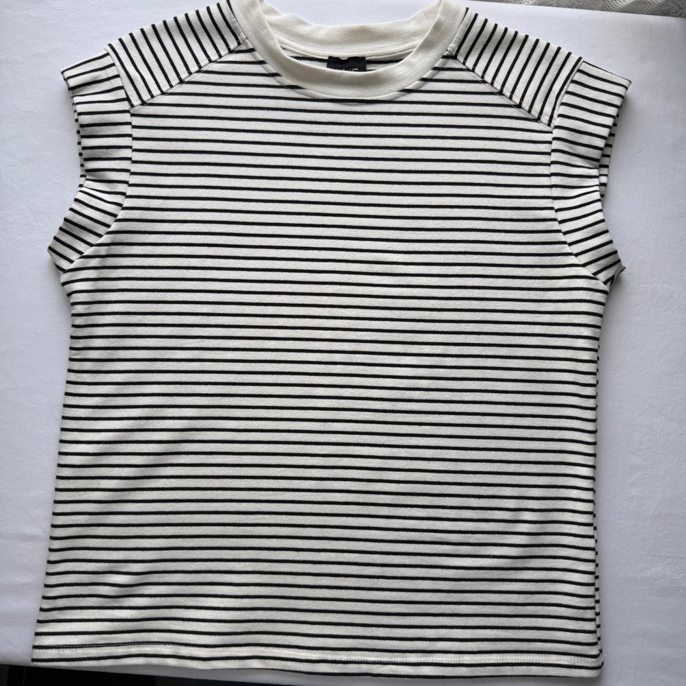 W5 Anthropologie Striped Cap Sleeve Top Breton Knit Tee XS Minimal Coastal